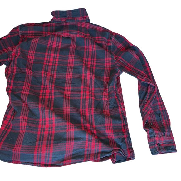Plaid Flannel Shirt Mens Large Red Navy Grunge Twilightcore Lumberjack - Picture 14 of 16